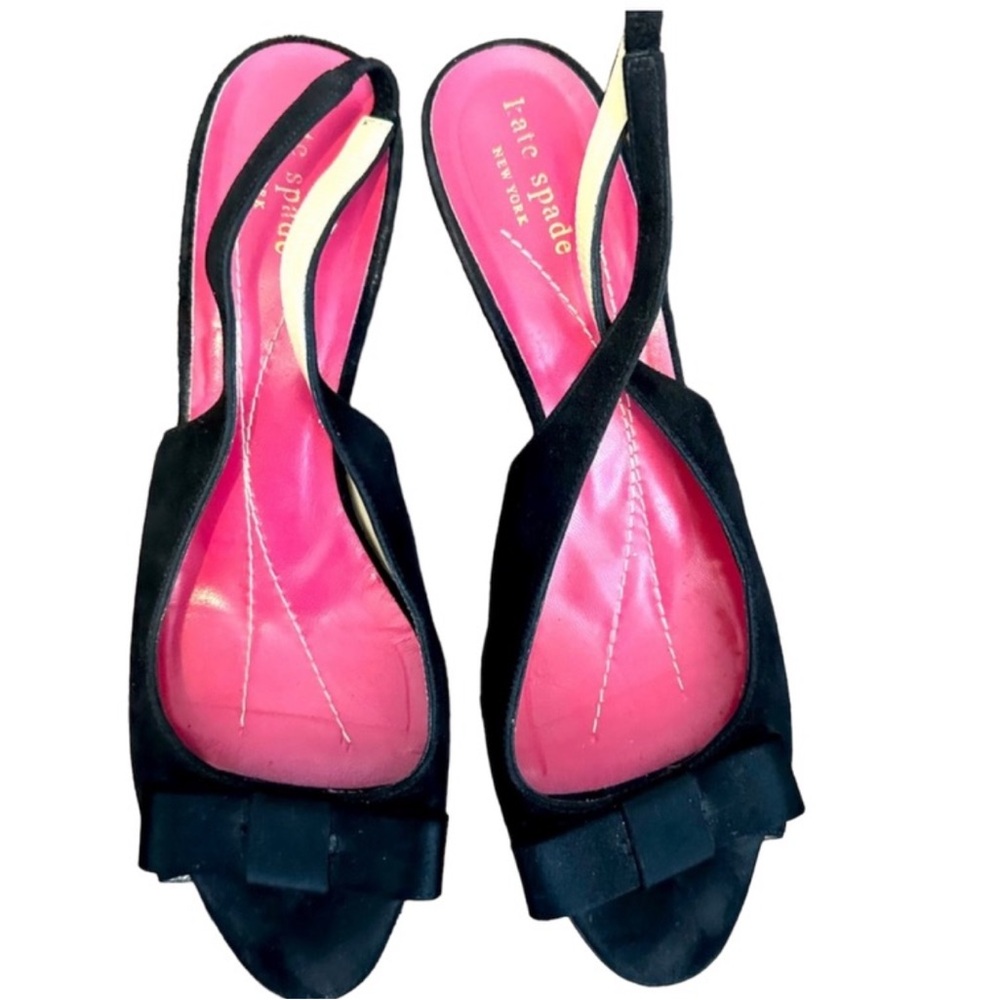 KATE SPADE New York Bow Peep Toe Slingback Heels SZ 91/2 B Italy. Heel 2 1-2”